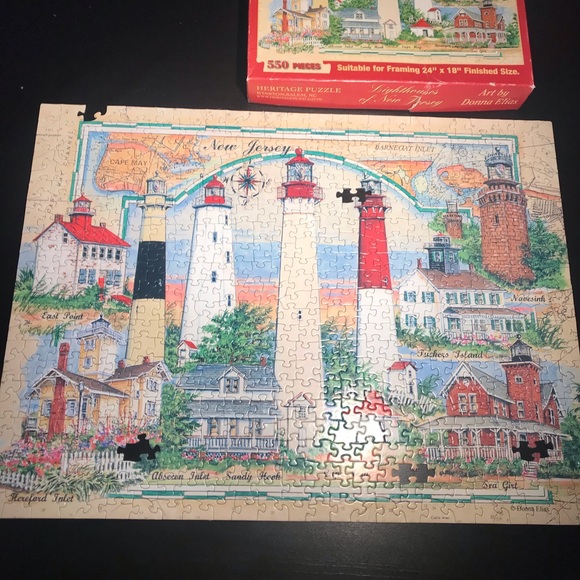 Heritage Jigsaw Puzzle 550 pc. Lighthouses of New Jersey 24" x 18" COMPLETE READ - Picture 13 of 16
